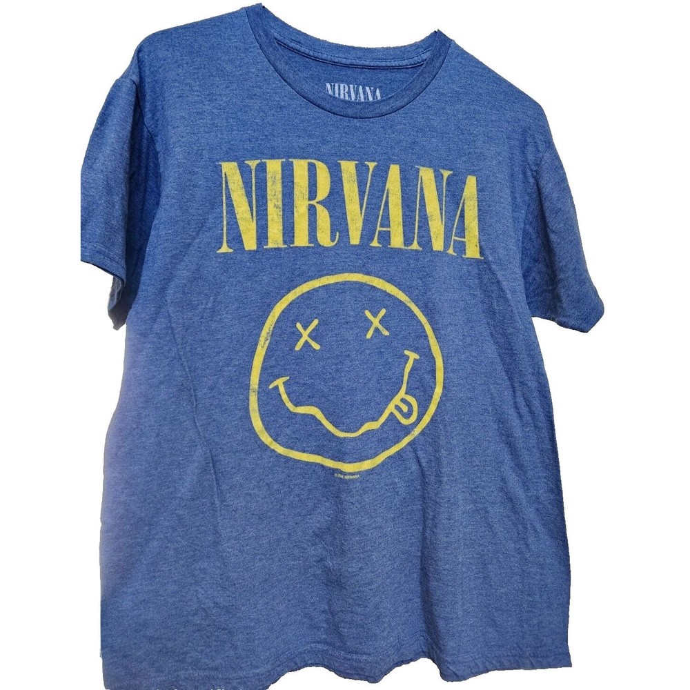 Nirvana Smiley Face T-Shirt Size M Boho Hippie Rock Band